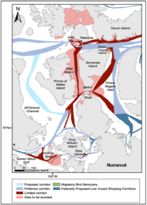 Map with shipping corridors