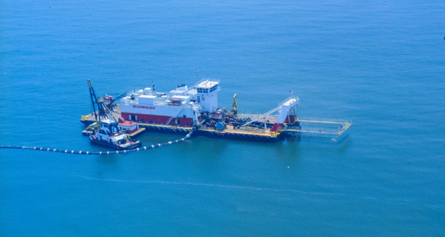 Dredging operation off Louisiana coast.